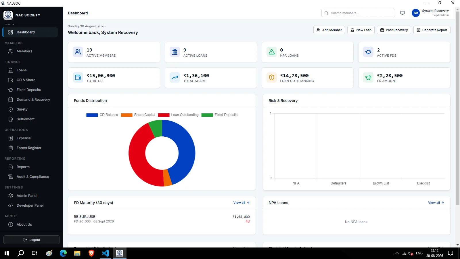 NAD Society management dashboard